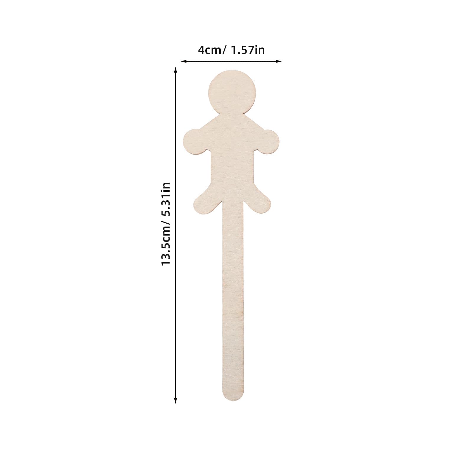 150 figuras de madera para pintar: figuras de personas en blanco sobre un palo - Recortes de madera sin terminar para manualidades de muñecas, decoraciones navideñas y guarderías.