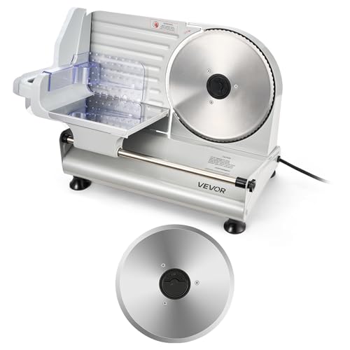 Image of VEVOR Meat Slicer, 8.6 inch 200W Electric Deli Slicer Machine with two SUS420 Blade, 0-0.6 inch Adjustable Thickness, ETL Certified Home Food-Slicer for Meat, Ham, Baguett, Steak