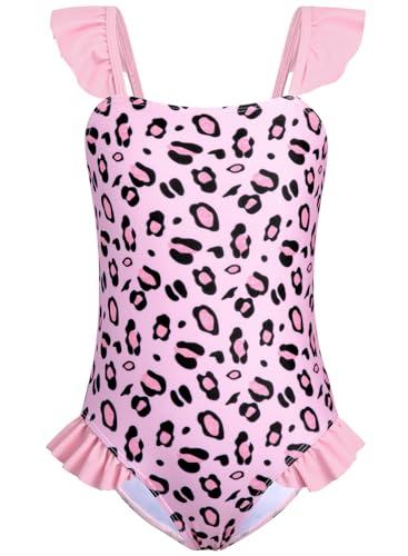 Image of DAXIANG Girls One Piece Ruffle Strap Swimsuit Quick Dry Mermaid Swimwear Beach Sport Bathing Suit for Toddler Kids 4-11 Years