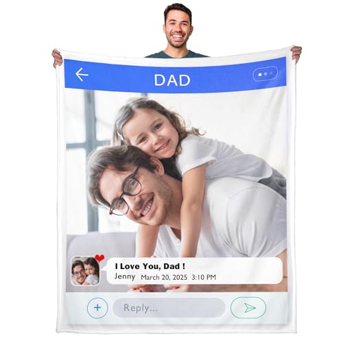 First Fathers Day Blanket for New Dad Custom Photo Text Throw Blanket Birthday Gifts for Dad from...