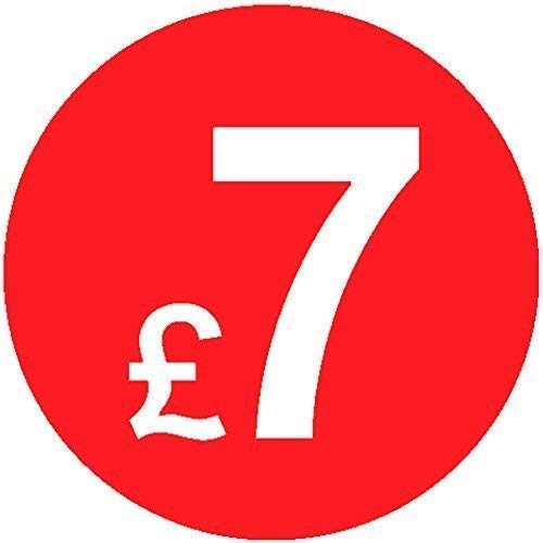 Pack of 500-20mm Price Stickers/Labels - Choose from 10p to £95 - Bright Red - Many Prices to Choose from (£7 - Red) — image 1