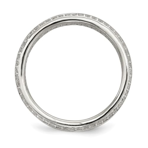 JewelryWeb 925 Sterling Silver Baguette and Round Cubic Zirconia Eternity Ring-Eternity-Ring for Women2