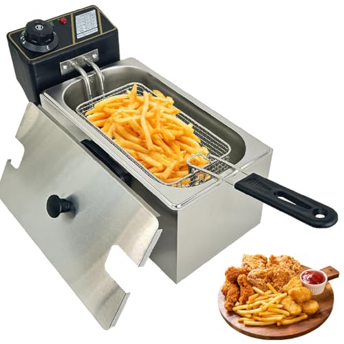 4L Electric Deep Fryer 2000W Deep Fat Fryer with Adjustable Temperature Control Stainless Steel Frying Basket Lid Electric Oil Frying Machine for French Fries Chicken Wings Home Kitchen Restaurants