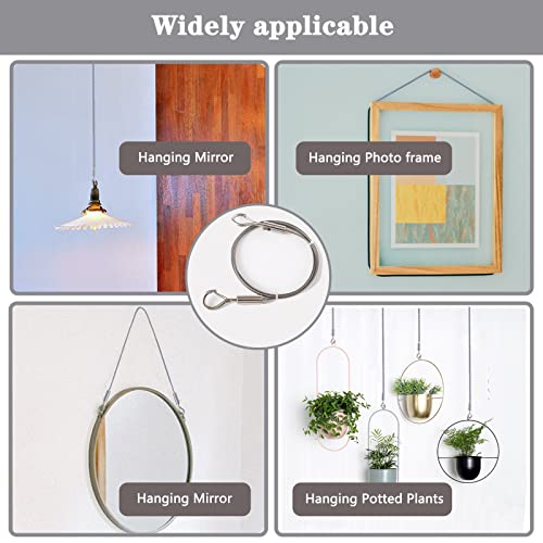 Picture Hanging Wire, Adjustable Hanging Wires Kit Mirror Frame Kit 2Pcs 2M X1.5Mm Hook Heavy Duty Stainless Steel Wire Rope Hook Wall Mount Wire For Mirror, Picture Frame, Light Hold Up To 24Kg #TOP5