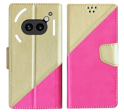 Image of SBMS Flip Cover for Nothing Phone (2a) 5G Back Cover Case with Magnatic Closure | Genuine Leather Finish | Inbuilt Stand | Card & Money Pocket (MultiPink)