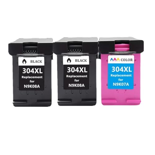 MALIMINPT Cartucho de Tinta 304XL Compatible for impresoras Deskjet 2620 All-in 3700 3720 3752 5000 5010 5030(2 BK 1 Color)