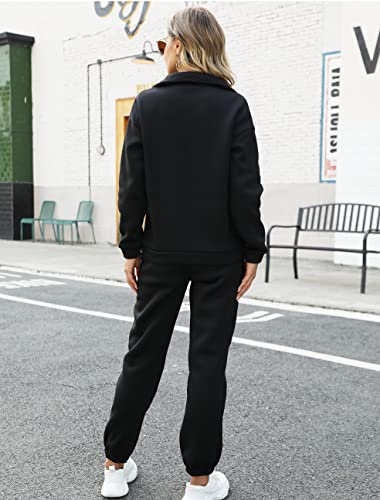 Kissonic Womens Fleece 2 Piece Outfits Sweatsuit Half Zip Pullover Sweatshirt Joggers Pants Tracksuit Set4