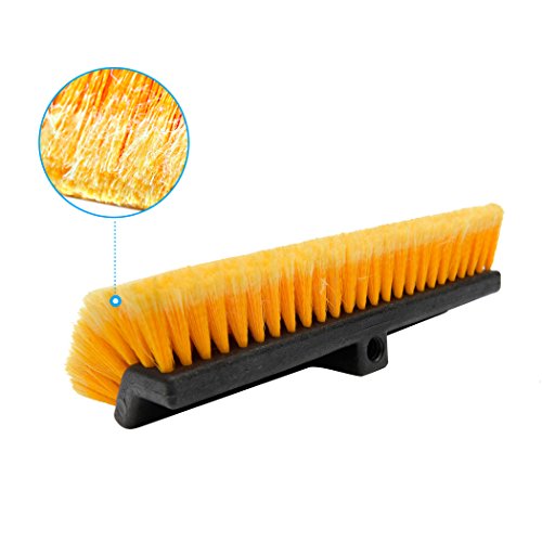 Carcarez 15" Flow-Thru Bi-Level Car Wash Brush Head Fits For Rv Cleaning With Feather-Tip Bristles Orange #TOP3