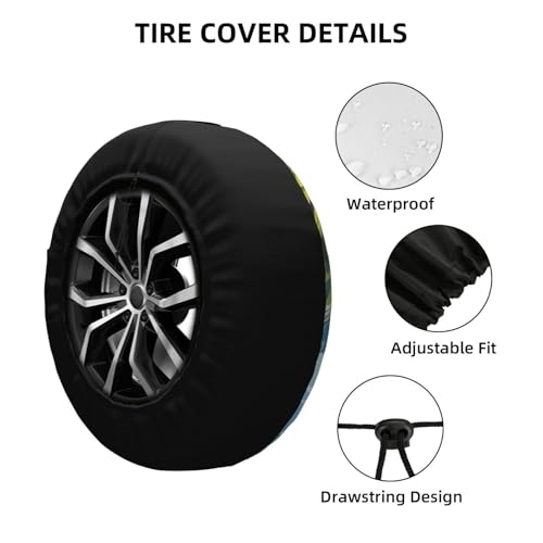 Image of KiuLoam Mountain Landscape Nature Blue Green Spare Tire Cover Waterproof Dust-Proof Universal Sunscreen Wheel Tire Covers Fit for Trailer, RV, SUV and Many Vehicle 14 Inch