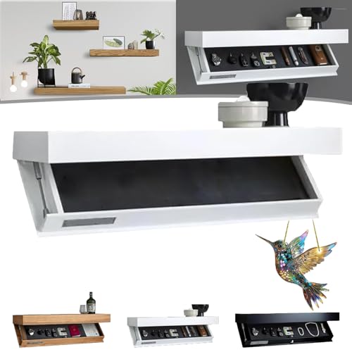 Misorat - Estante con compartimento secreto, versión mejorada, estante flotante oculto, estante de pared con compartimento oculto, estante de pared con solapa mágica, decoración moderna del hogar,