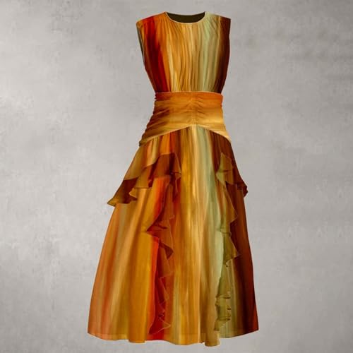 Robe d'été décontractée grande taille jaune fluide XXXL