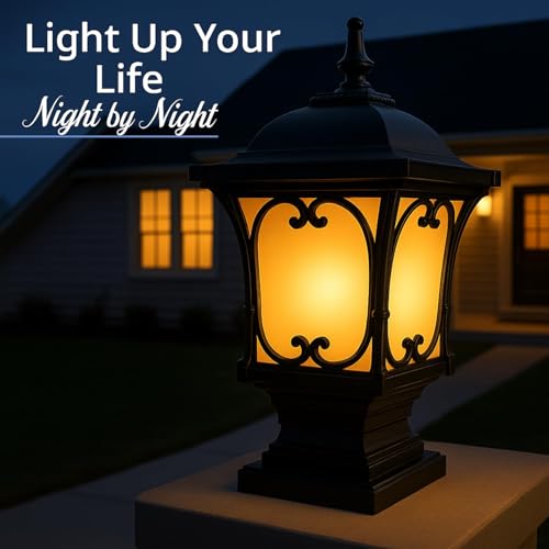 Image of GIGAWATTS Apple Outdoor Gate Light - 101% Rust & Waterproof Die-Casting Aluminium Exterior Pillar Lamp Base Mount for Garden, Boundary Walls & Home Entrances (B22 Holder, Bulb Not Included, Black)