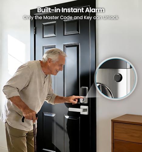 Veise VE07-L Fingerprint App Control Smart Locks with Heavy-Duty Zinc Alloy Handles, Keyless Entry for Front Door, Digital Electronic Touchscreen, Auto Lock, Waterproof, Easy Install, Satin Nickel thumbnail 12