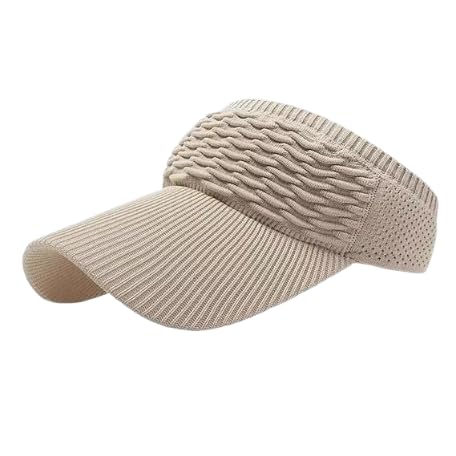 Visor Viseira Esportiva Feminina Aba Longa Corrida Praia Tenis Volei Piscina Proteção Solar Chapeu Ajustavel Rabo de Cavalo Acessorio Fitness Touca (BR, Alfa, Único, Bege)