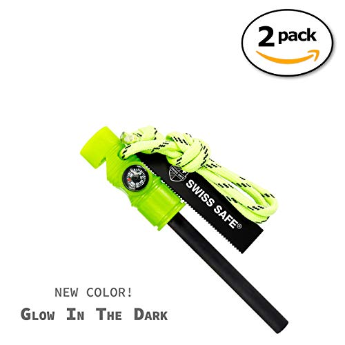 image for Swiss Safe 5-in-1 Magnesium Ferro Rod Fire Starter Survival Tool - Fli