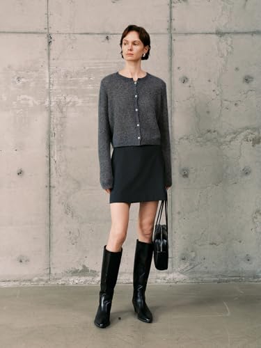 Image of Women's Silk Cashmere Blend Cardigan, Lightweight Soft Knit Round Neck Sweater, Button Front Elegant Layer for Spring & Fall
