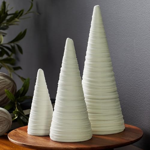 Image of Your Heart's Content Light Ivory Velvet Trees Set of 3 (Light Ivory)