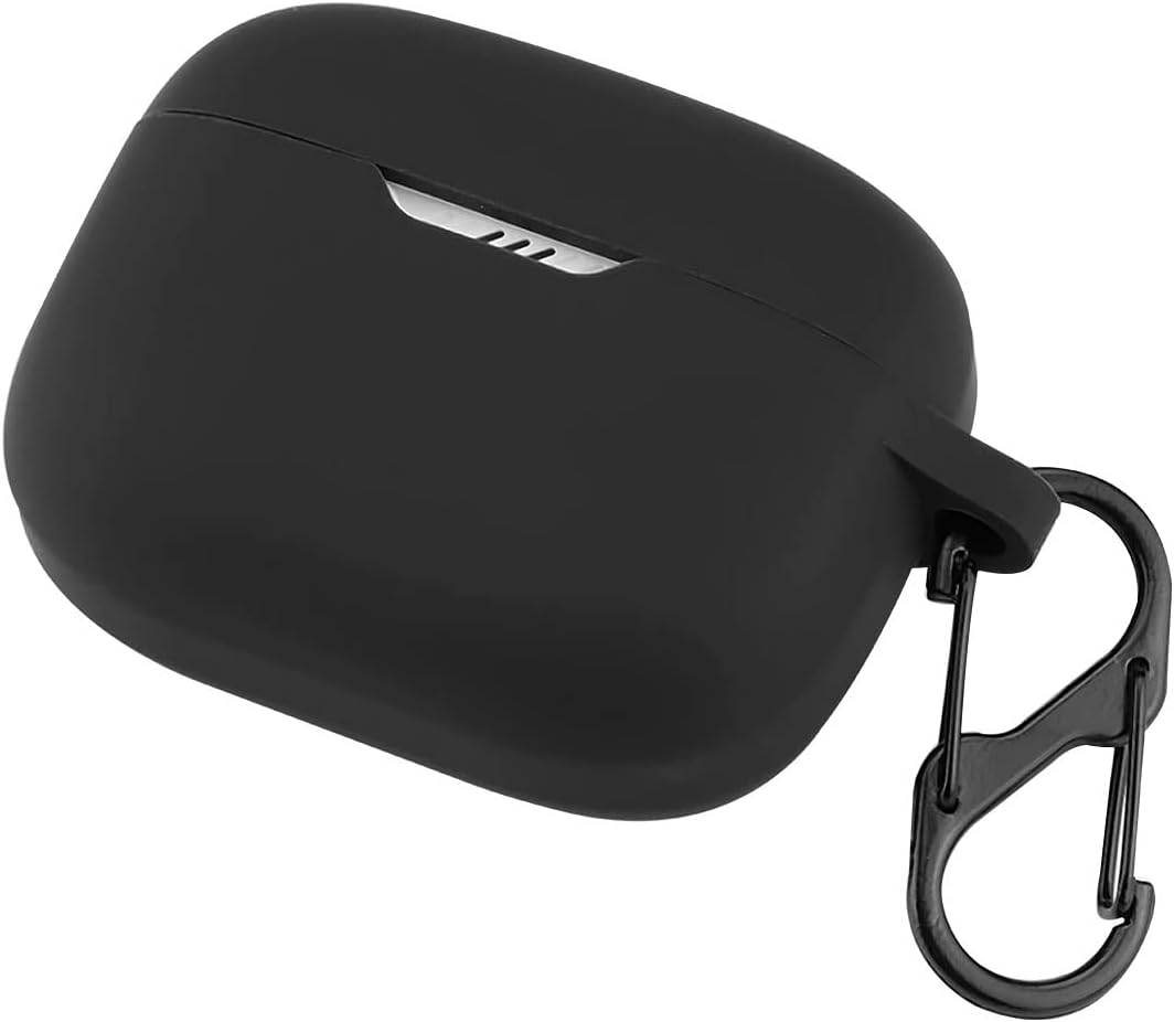 KACA Protective Shockproof Silicone Cover Case with Buckle Compatible with Jbl Tune 130Nc TWS Earbuds(Black)
