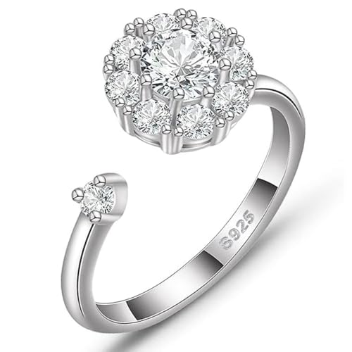 Bague en moissanite pour femme, en argent 925 plaqué or blanc 18K, diamant en moissanite cultivé en laboratoire, bague en argent à ouverture réglable,...