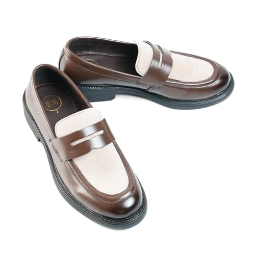 Image of Monkstory Cosmopolitan Contrast Penny Loafers - Brown /Beige