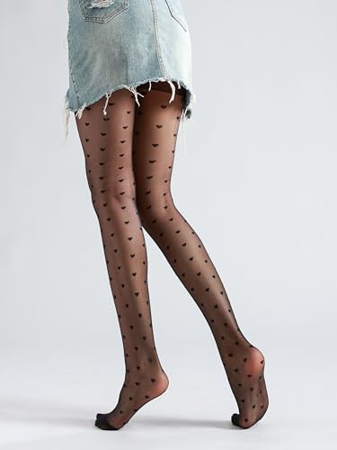 Image of Sahabowi Women Sheer Tights, High Waist Pantyhose, Vintage Control Top Stockings(Patterns Colourful), Pantyhose5