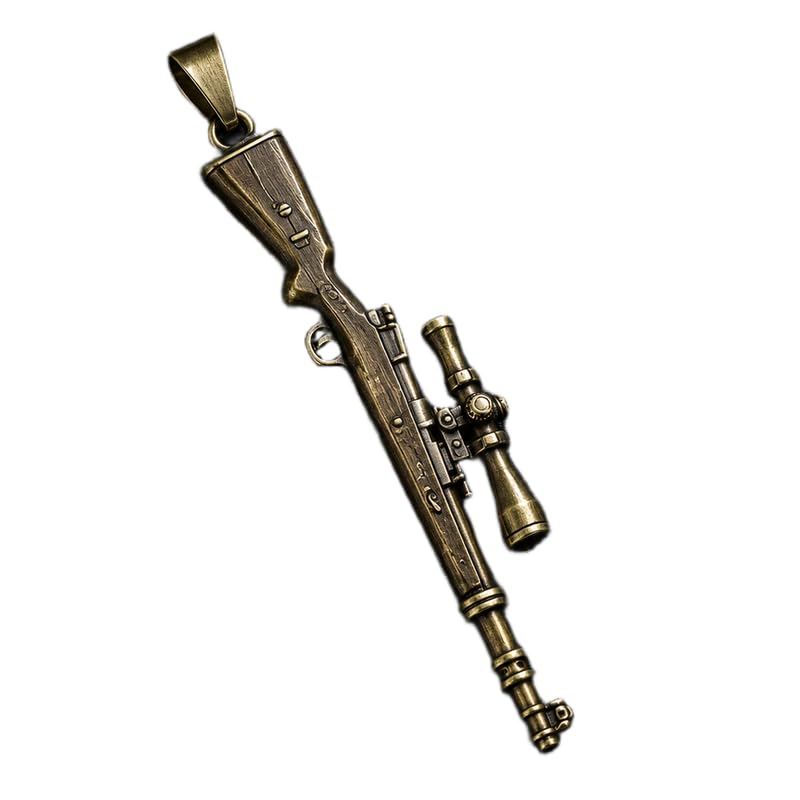 Stainless Steel Sniper Rifle Pendant, Vintage Antique Gun-Inspired Charm, Tactical Hunter Sportsman Jewelry Pendant, Bronze Tone, 61x8 mm. RR_CSP_0270-image-25