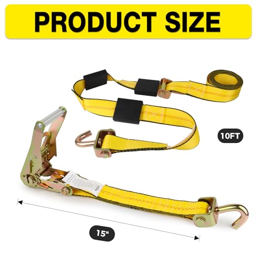 Image of Car Hauler Straps 4-Pack Heavy Duty 2inx10ft with Idler J Hooks