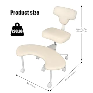 yulewiix Sedia da ufficio ergonomica, sedia da ufficio con ruote con gambe incrociate, sedia da ufficio incrociata con supporto lombare e altezza regolabile per meditazione e yoga (Beige)