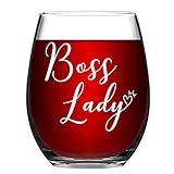 Waipfaru Bosses Day Gift for Women, Boss Lady Wine Glass, Ideal Gift for Women Female Boss Manager Mother Sisters Girlfriends Friends on Bosses Day Birthday Christmas Retirement, 15Oz