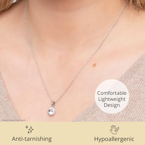 MAX + STONE Sterling Silver Crystal Halo Pendant Necklace, 18"4