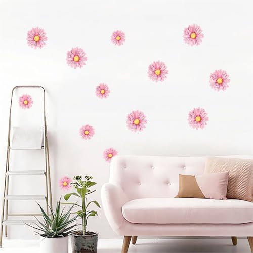 Vinilos decorativos de pared con flores margaritas rosas miniatura 4