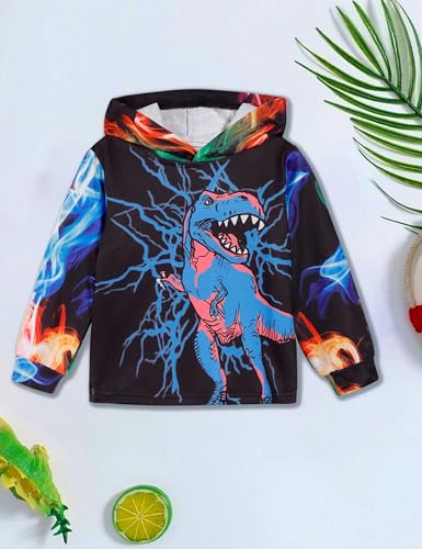 Image of Toddler Boy Fall and Winter Clothes Long Trousers + Hooded Sweatershirts Dinosaur Suit Two-piece Set