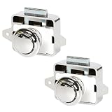 2 Stück Push Lock, Push Lock Schloss Wohnmobil Metal Button Schloss ABS Schubladen Verriegelung Camper für Wohnmobile Yachten Wohnwagen (Silber Verchromt)