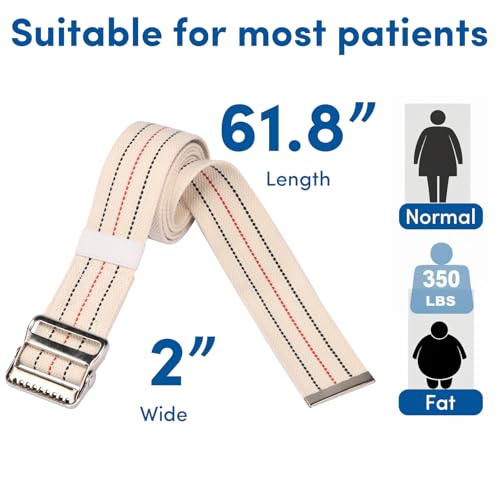 Transfer and Gait Belt with Metal Buckle - 60 Inch, Walking, Standing and Transfer Assist Aid for Seniors, Elderly Patients, Caregiver, Nurse, Therapist (Beige) - Image 6