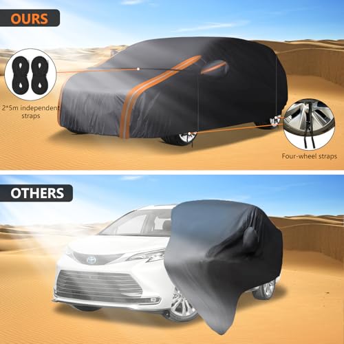 Image of 8-Layer All Weather Waterproof Car Cover Custom Fit for Toyota Sienna 1997-2025, Lab-Verified Snow /Rain /UV Protection - Zipper Door & Storage Bag