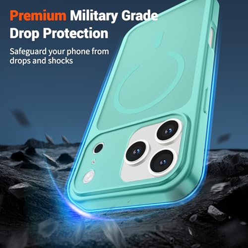 Image of SUPFINE Magnetic for iPhone 17 Pro Max Case Blue Green | (Compatible with MagSafe)(Military Grade Drop Protection)(Camera Protection)Translucent Matte Phone Cover
