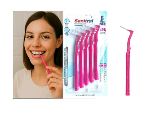 Sanitral Brosse interdentaire angulaire pour le nettoyage des dents - Excellent accès entre les dents - 0,4 mm