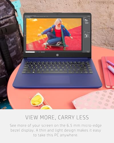 Image of HP 14 inch HD Laptop | Back to School Limited Edition with 1 Year Microsoft 365 | Intel Quad-Core Processor | 32GB RAM | 576GB Storage | Long Battery Life | Royal Blue | w /WOWPC Bundle | Windows 11