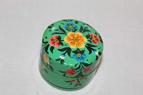 Rumikrafts Handmade Paper Mache Ring Box in Floral Design, for her (Green)