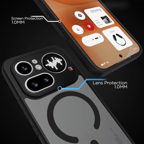 Image of RIGGEAR Shockproof Sleek Hybrid Armor Magnetic Back Cover Case Compatible with MagSafe Accessories for Nothing Phone 4a Pro 5G (Smoke Black Matte PC + Black TPU Bumper)