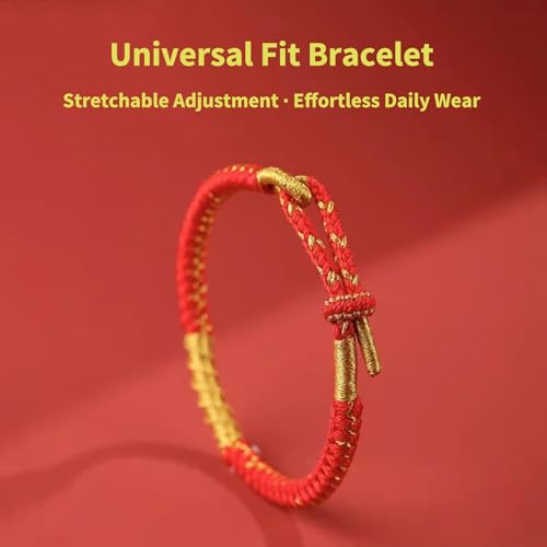 Pulsera de cuerda tibetana ajustable roja unisex miniatura 3