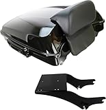 5.5'' Vivid Black Razor Tour Luggage Trunk Black Latches W/Backrest Pad Fit For Harley Touring Road Glide Street Glide Electra Glide Road King 1997-2008 (Razor Tour Trunk +Mounting Rack(1997-2008))