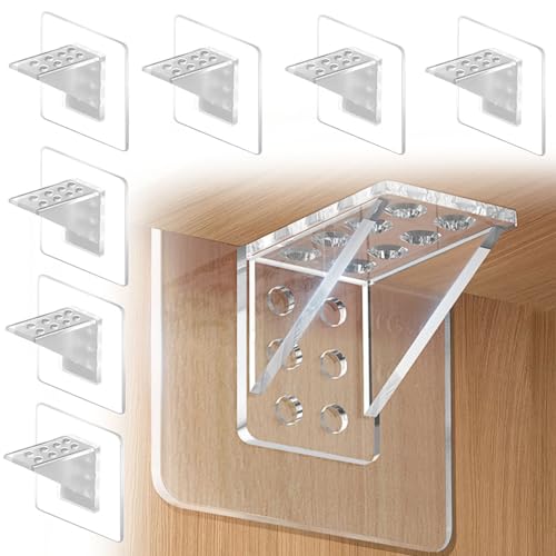 24 Pieces Adhesive Shelf Bracket, Punch Free Reinforced Design Shelf