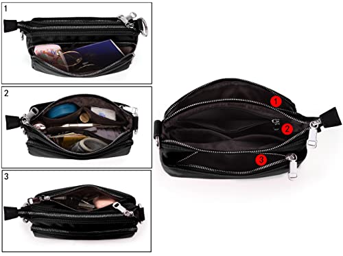 UTO Small Crossbody Bags for Women 3 Zippers Shoulder Purse with Detachable Handle and Adjustable Strap3