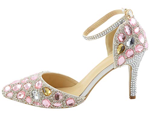 Chaussures de mariage haut de gamme à strass étincelants et talon de 8cm