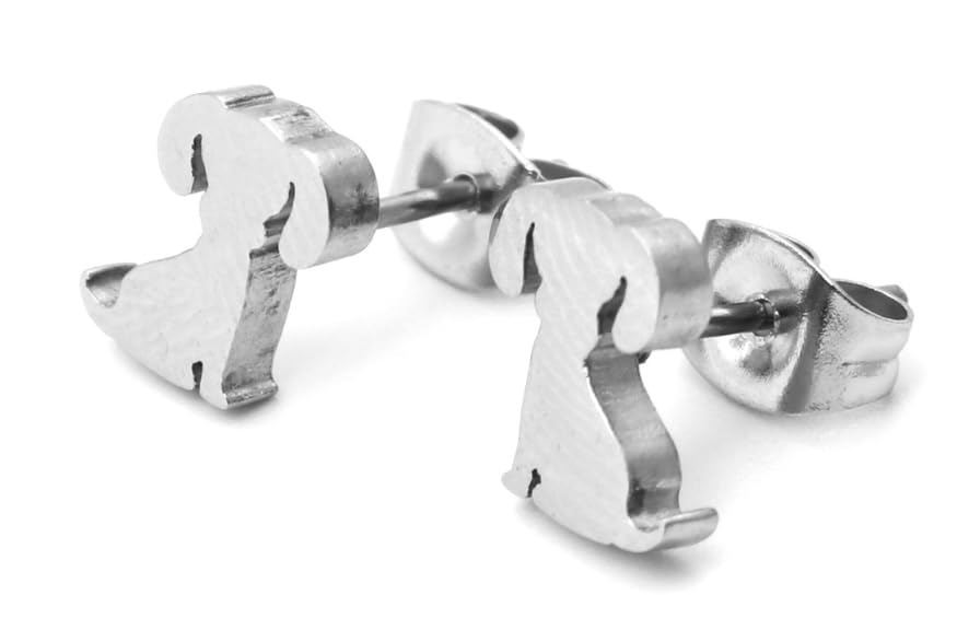 ⊹⊱✿ HUNDE EDELSTAHL OHRSTECKER ✿⊰⊹ ROBUSTE KLEINE STECKER EDELSTAHL IN SILBER Kinder Ohrringe mit Tier, Hund, antiallergisch