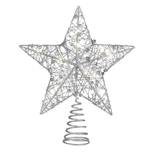 Nuobesty Christmas Tree Star Topper, Glitter Led Lighted Tree Topper Star For Christmas Tree Decoration, Silver #TOP3