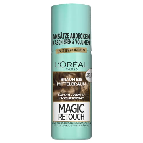 LOréal Paris Ansatz-Kaschierspray für stufenlose und natürliche Übergänge kaschiert bis zur nächsten Haarwäsche Magic Retouch Braun bis Mittelbraun 1 x 75 ml