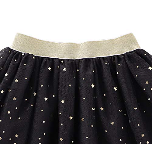 Toddlers Girls Sparkle Tulle Tutu Skirt With Sequins Stars Moon Sun (Black, 3-4Years) #TOP2