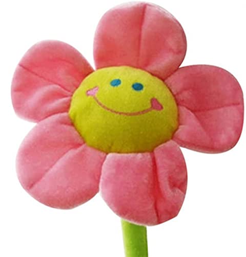 Colorful Plush Flower Bouquet With Bendable Stems, Happy Smiley Face Sunflower Plushie Gift For Kids, Baby Girls & Toddlers (Pink) #TOP2